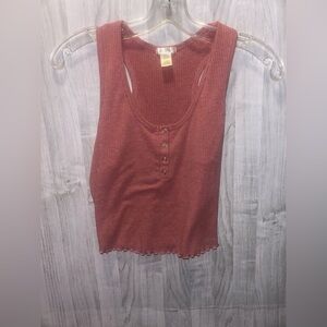 Bozzolo Brick Red Ribbed Tank Top